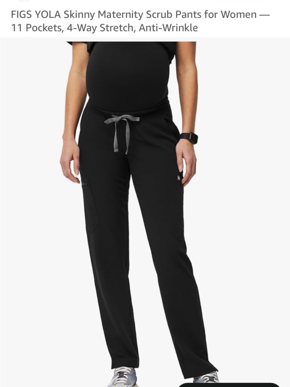 Figs Straight-Leg Maternity Scrub Pants in Black